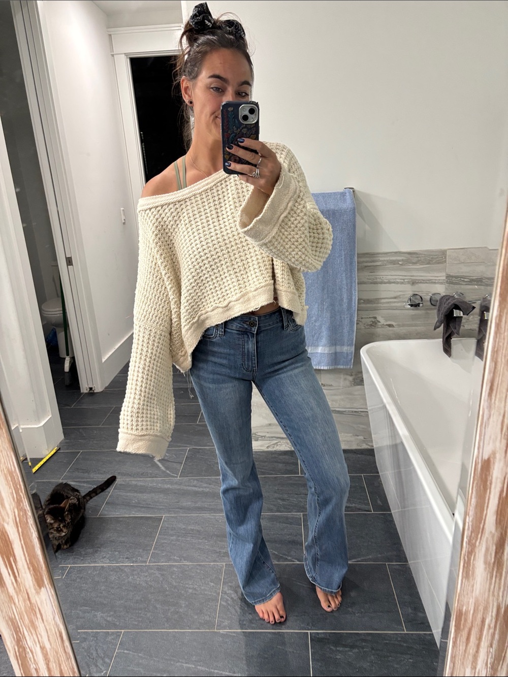 Free people Ivory, maybe baby lace up sweater